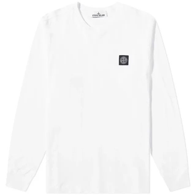 Stone Island Men's Long Sleeve Patch T-Shirt White