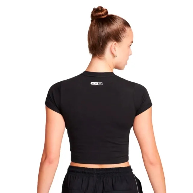 Nike Womens Cropped Swoosh T-Shirt - Black - Size S - Black