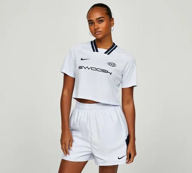 Nike Womens Short Sleeved Football Crop Top - White - Size L - White