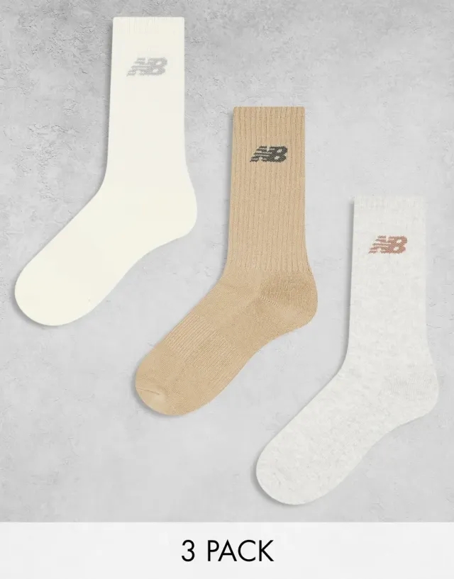 New Balance 3 Pack Everyday Crew Sock - Multi - Size 4-6.5 - Multi