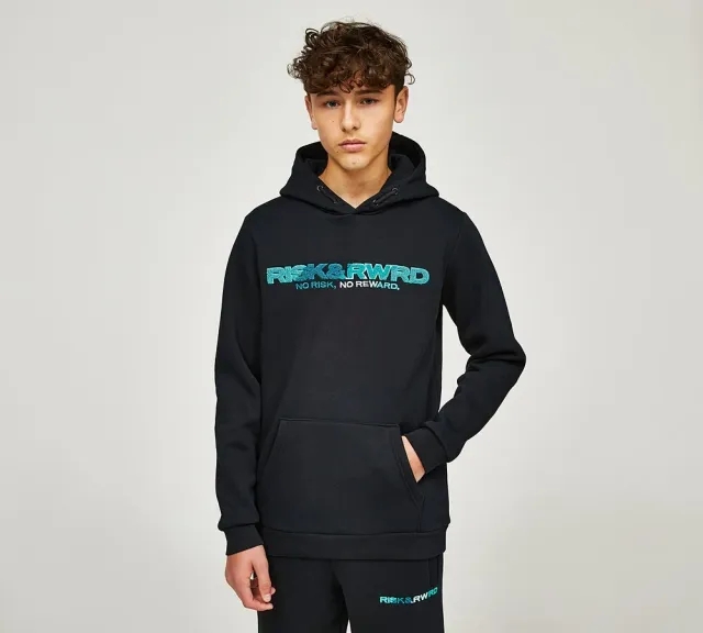 Risk and Reward Junior Split Overhead Hoodie - Black - Size M/B - Black