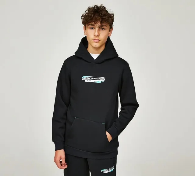 Risk and Reward Junior Flight Club Overhead Relaxed Fit Hoodie - Black - Size M/B - Black