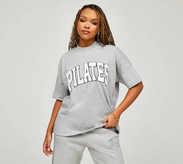 Girl Knows All Womens Pilates Oversized T-Shirt - Grey - Size XL - Grey