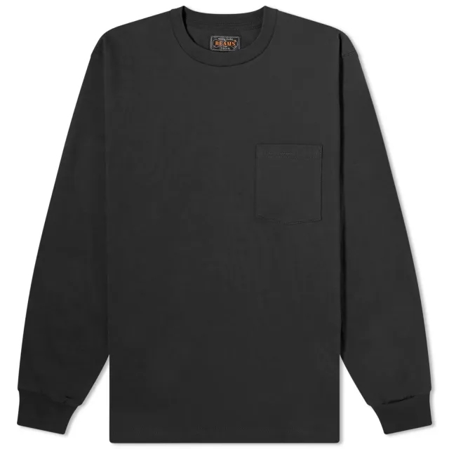 Beams Plus Men's Long Sleeve Pocket T-Shirt Black
