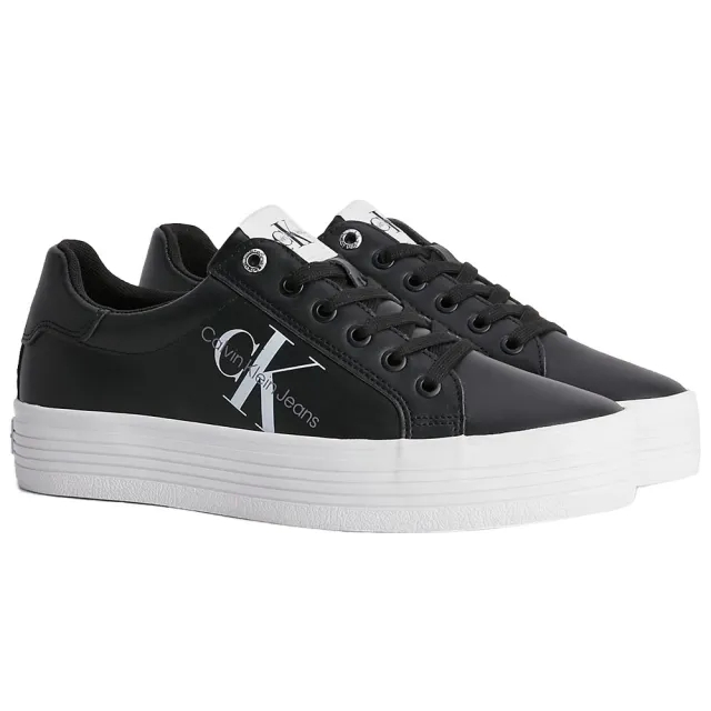 Calvin Klein Womens Vulcanised Platform Low Trainer - Black / White / Silver
