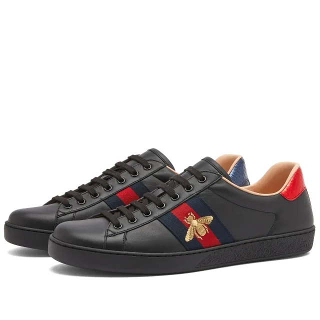 Gucci Men's New Ace GRG Bee Sneaker Black