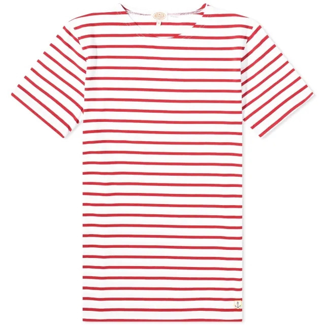 Armor-Lux Men's Mariniere T-Shirt White/Dark Red