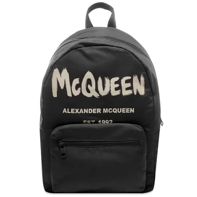 Alexander McQueen Men's Graffitti Logo Backpack Black/Off White