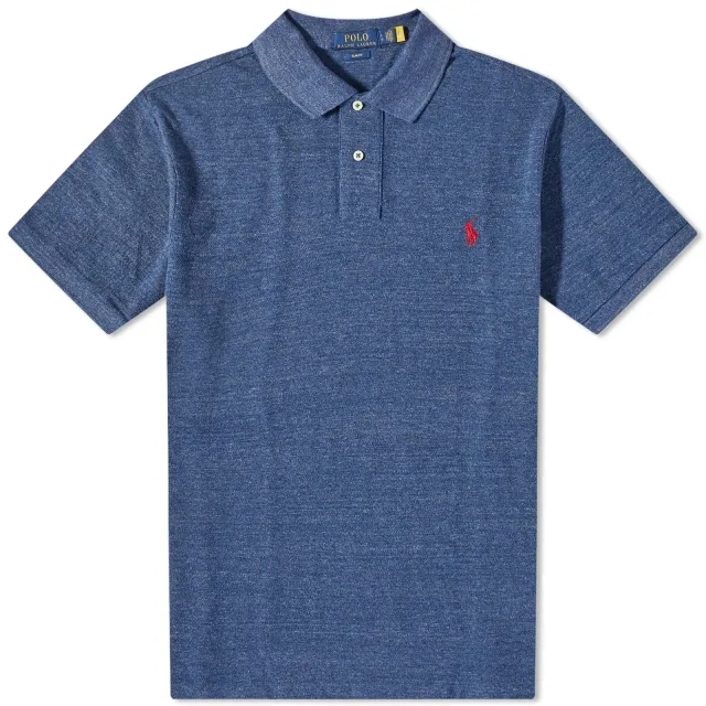 Polo Ralph Lauren Icon Logo Slim Fit Pique Polo In Blue Marl