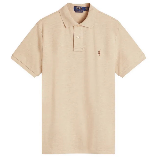Polo Ralph Lauren  POLO COUPE DROITE EN COTON BASIC MESH  men's Polo shirt in Beige