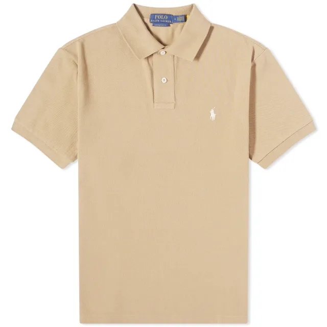 Polo Ralph Lauren  POLO COUPE DROITE EN COTON BASIC MESH  men's Polo shirt in Beige
