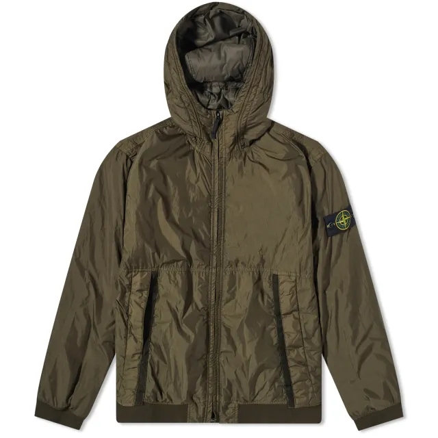 Stone Island Men's Crinkle Reps Hooded Jacket Olive