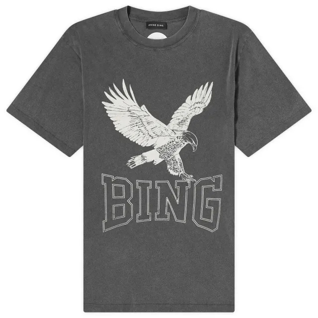 Anine Bing Women's Lili Retro Eagle T-Shirt Washed Black