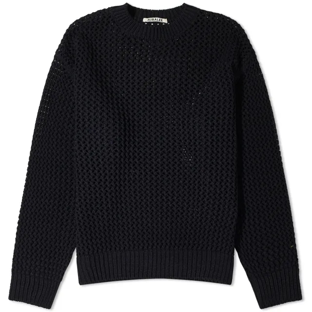 Auralee Men's Mesh Knit Jumper Dark Navy