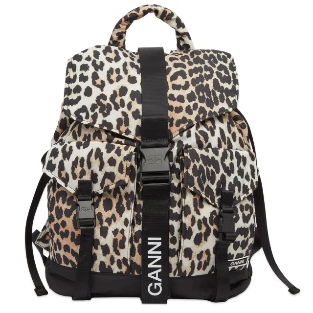 GANNI Women's Recycled Tech Backpack Leopard