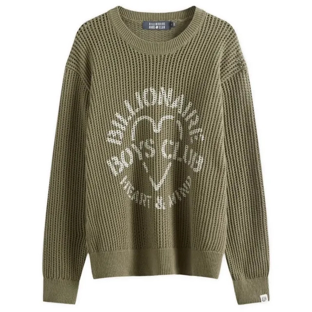 Billionaire Boys Club Men's Heart & Mind Stencil Logo Knit Khaki