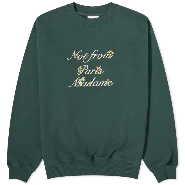 Drôle De Monsieur Presented by END. Embroidered Cotton Fleece Crew Sweat Green