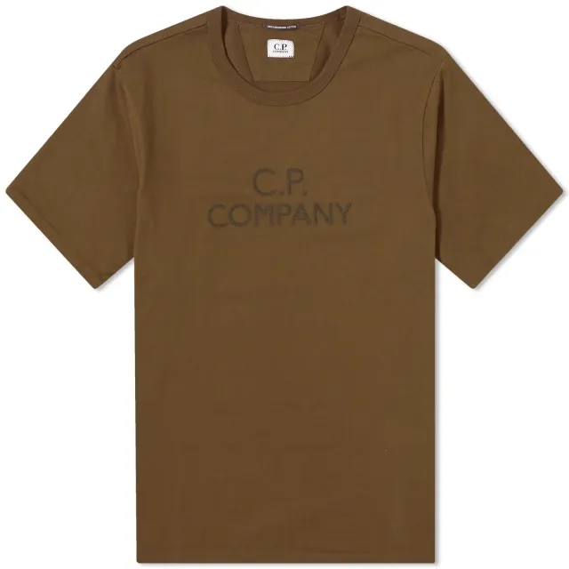 C.P. Company Men's 30/2 Mercerized Jersey Twisted Logo T-Shirt Ivy Green