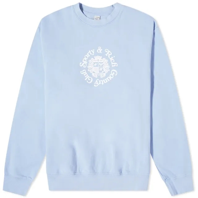 Sporty & Rich Men's Monte Carlo Crew Sweat Periwinkle/White