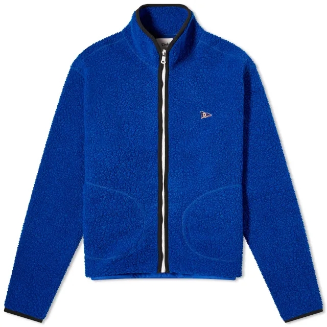 Drake's Men's Boucle Wool Zip Fleece Jacket Blue
