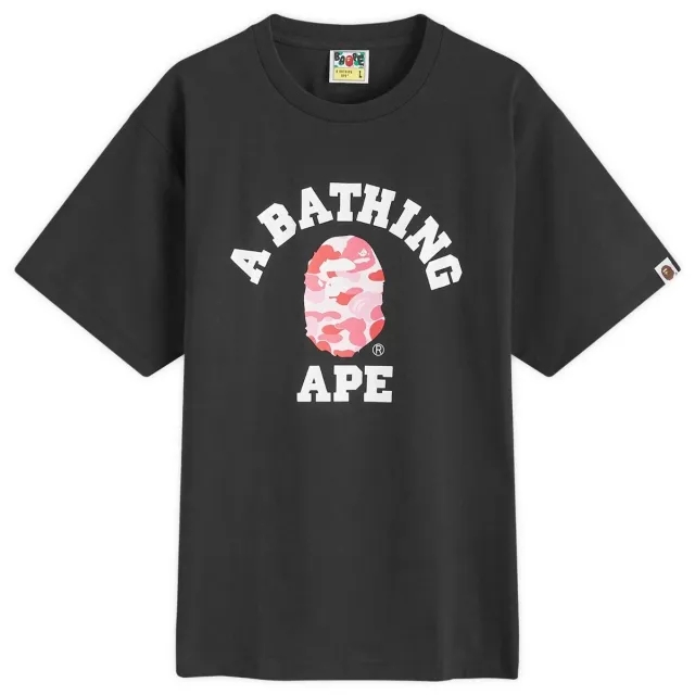 A Bathing Ape Men's ABC Camo College T-Shirt Black/Pink