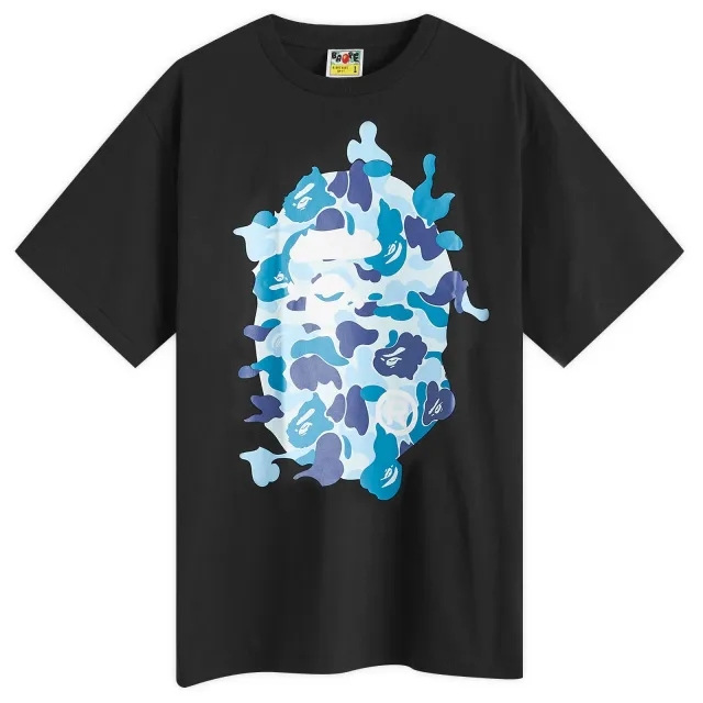 A Bathing Ape Men's ABC Camo Rebuild Big Ape Head T-Shirt Black/Blue