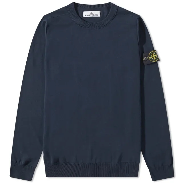Stone Island Men's Soft Cotton Crew Neck Knit Navy