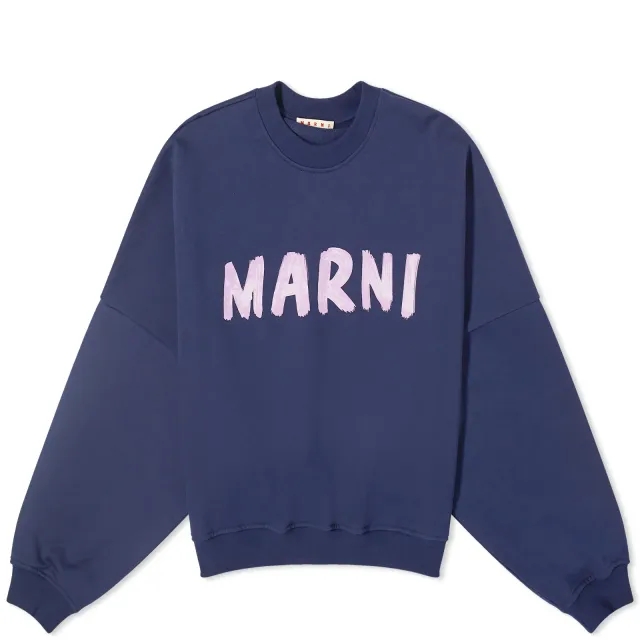 Marni Women's Logo Crew Sweat Blue Kyanite