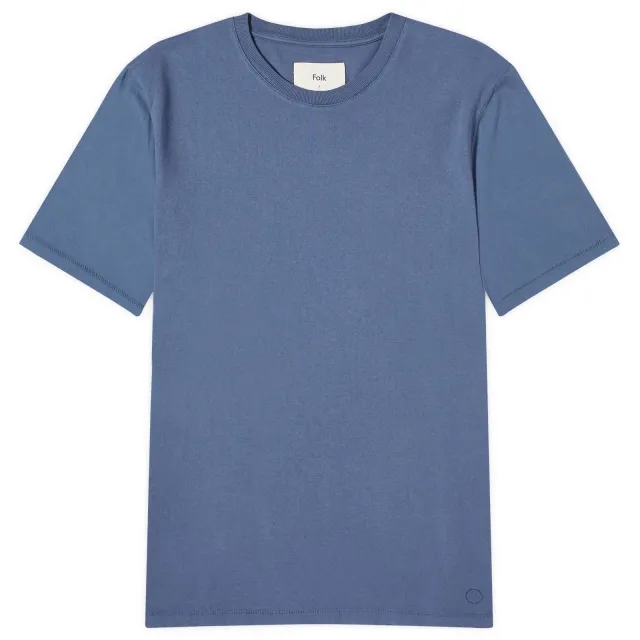 Folk Men's Contrast Sleeve T-Shirt Soft Blue