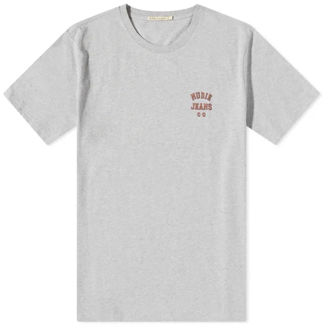 Nudie Jeans Co Nudie Roy Logo T-Shirt Grey Melange
