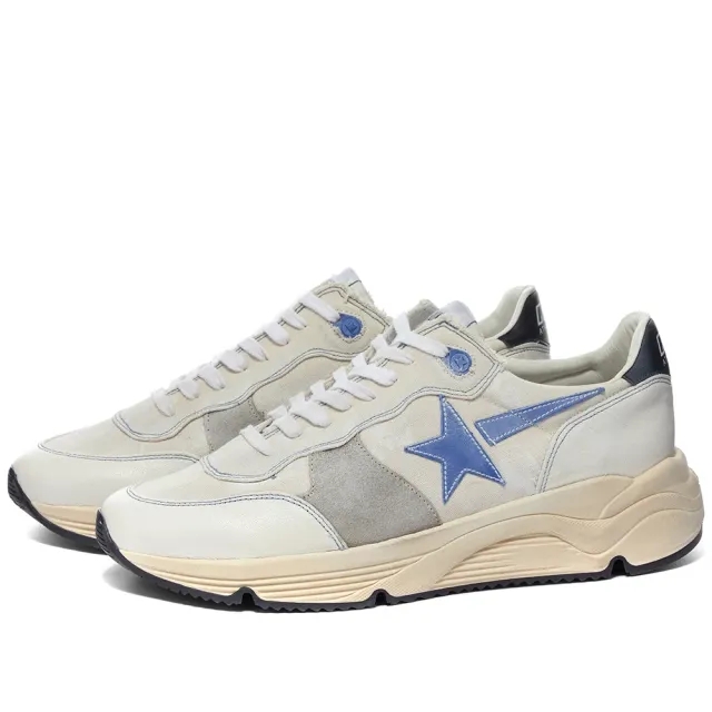 Golden Goose Men's Running Sole Sneaker Creamy White Ice/Blue