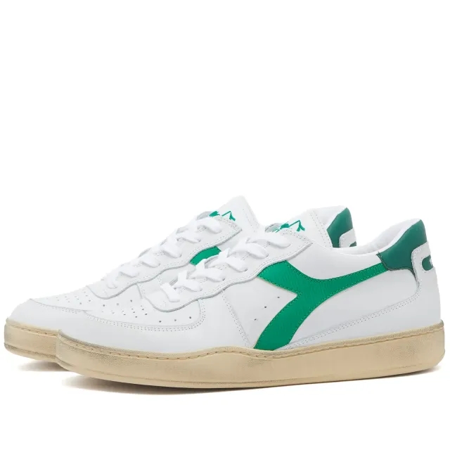 Diadora Men's Basket Low  White/Verdant Green