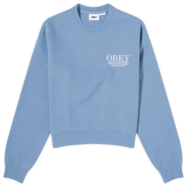 Obey Women's Cities Crewneck Sweater Coronet Blue