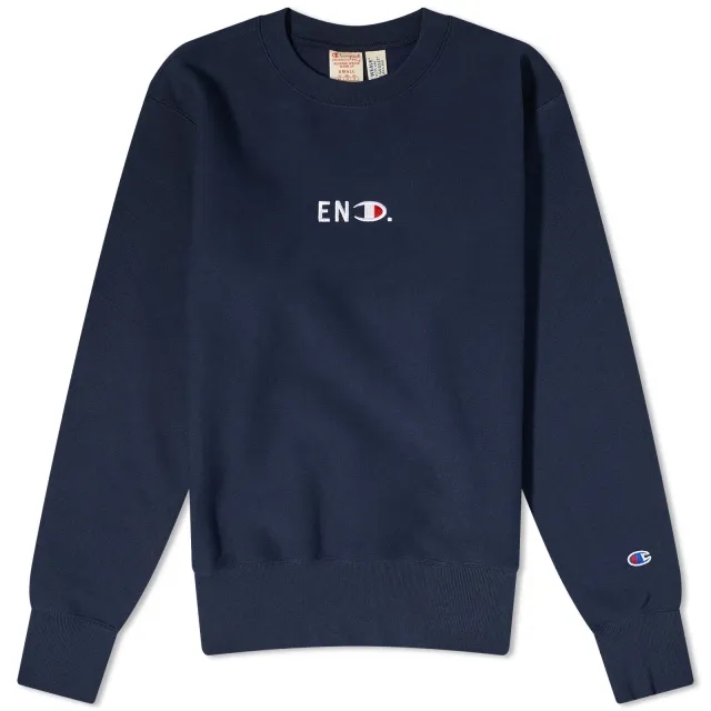 END. x Champion Reverse Weave Crew Sweat Navy
