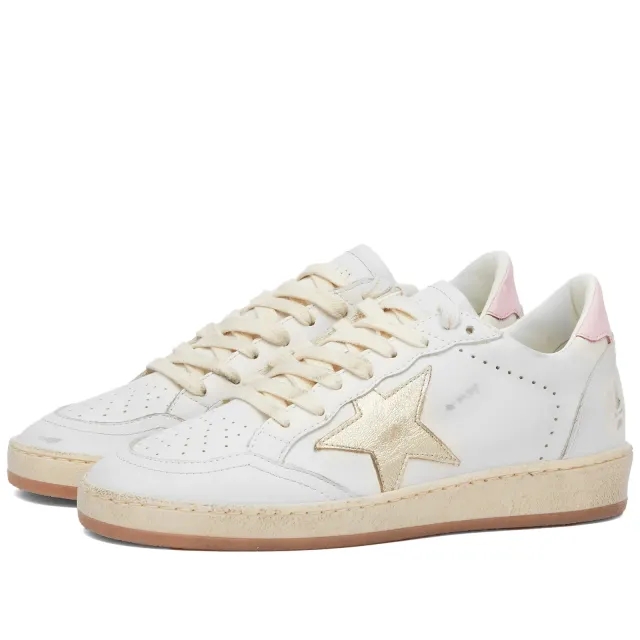 Golden Goose Women's Ball Star Leather Sneaker White/Platinum/Orchid Pink