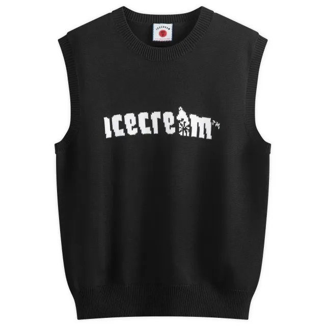 ICECREAM Men's Straight Logo Knit Vest Black
