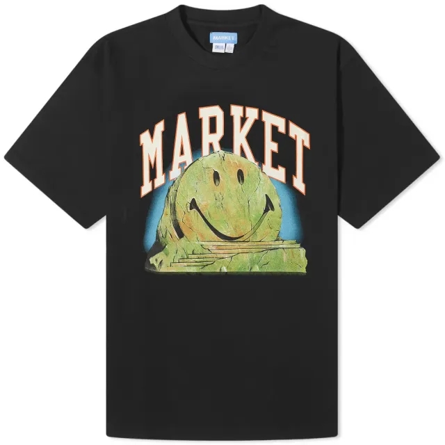 MARKET Men's Smiley Out of Body T-Shirt Washed Black