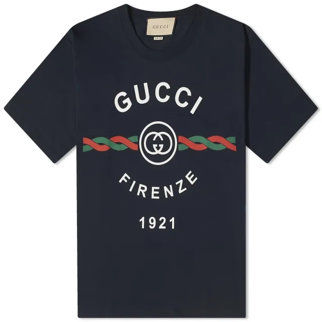 Gucci Men's Firenze Print T-Shirt Navy