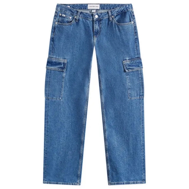 Calvin Klein Women's Extreme Low Rise Baggy Cargo Denim Medium