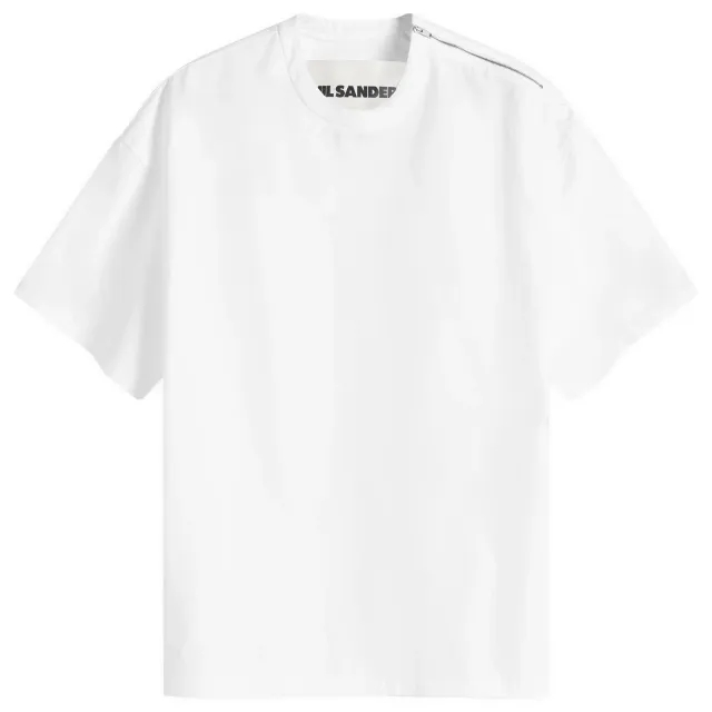 Jil Sander Men's Shoulder Zip T-Shirt Optic White