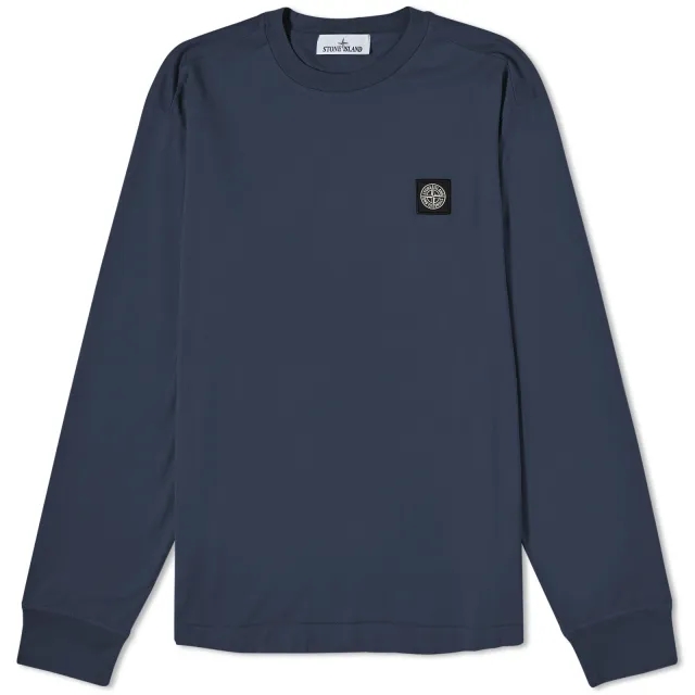 Stone Island Men's Long Sleeve Patch T-Shirt Navy Blue