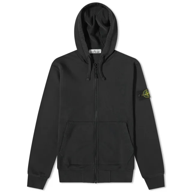 Stone Island Men's Garment Dyed Full Zip Hoodie Black
