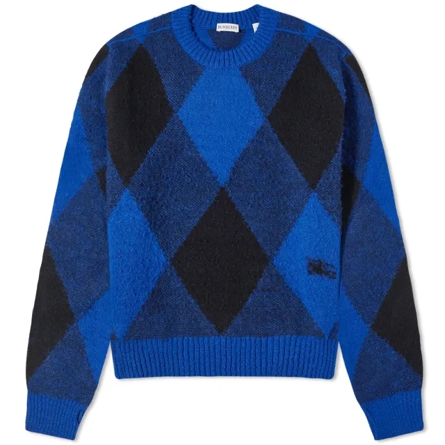 Burberry Men's Large Check Crew Knit Knight Ip Check