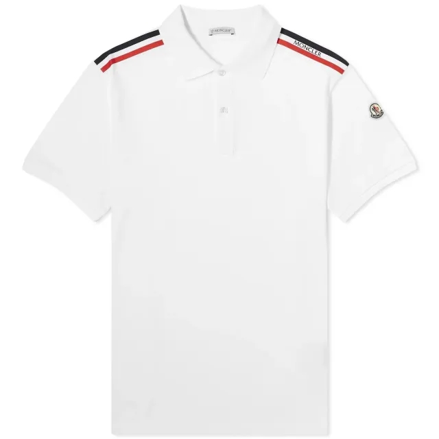 Moncler Tricolour Stripe Polo Shirt - White