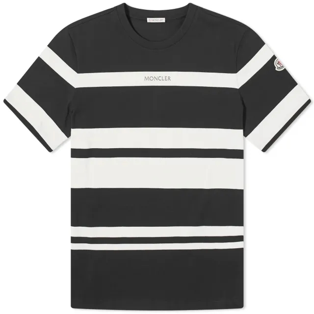 Moncler Men's Stripe Logo T-Shirt Black