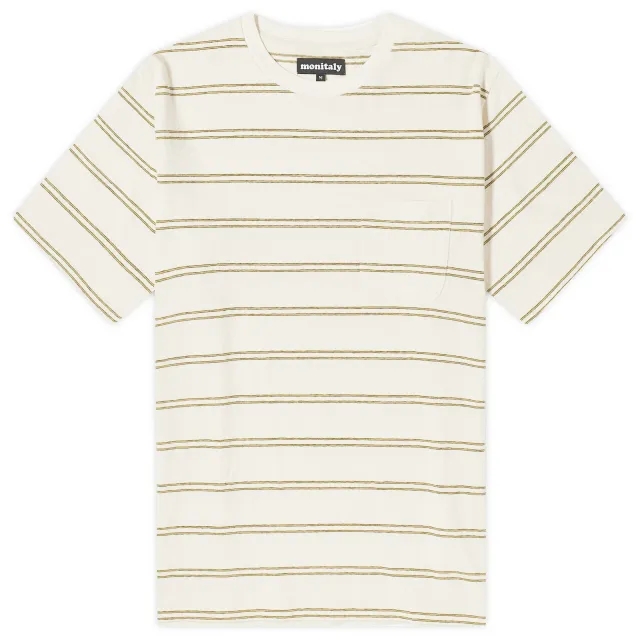 Monitaly Men's Japanese Cotton Stripe T-Shirt Natural Stripe