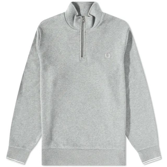 Fred Perry Half Zip Sweatshirt In Grey