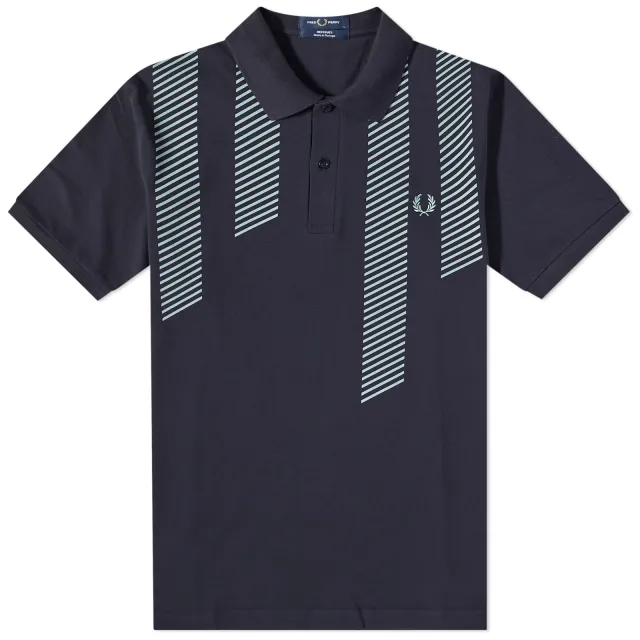 Fred Perry Men's Glitch Stripe Polo Navy