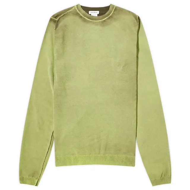 Acne Studios Women's Fitted Logo Knit Top Lime Green