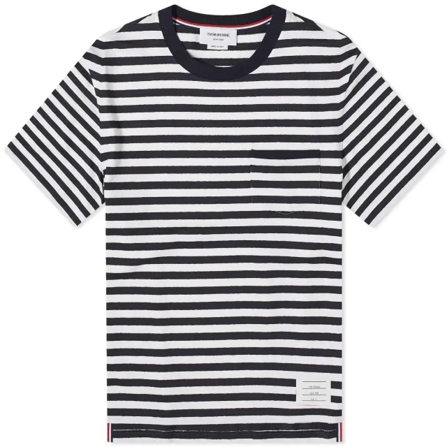 Thom Browne Men's Pocket Stripe T-Shirt Navy